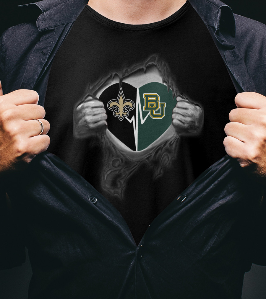 Saints Baylor Bears Heart Torn Open T-Shirt
