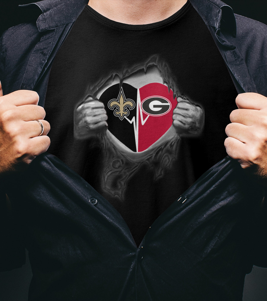 Saints Georgia Bulldogs Heartbeat Dual Allegiance T-Shirt