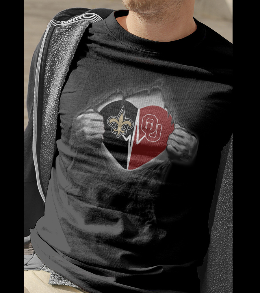 Saints Heart Oklahoma Sooners Logo Fusion T-Shirt