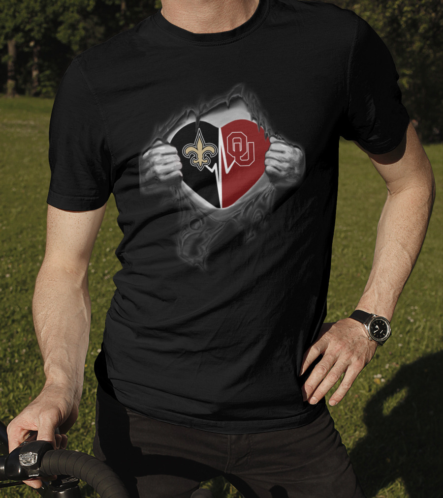 Saints Heart Oklahoma Sooners Logo Fusion T-Shirt