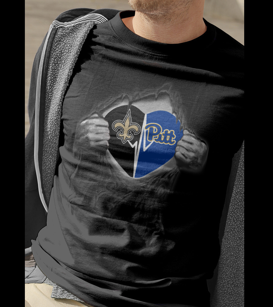 Saints Pitt Panthers Heart Logo Combination T-Shirt