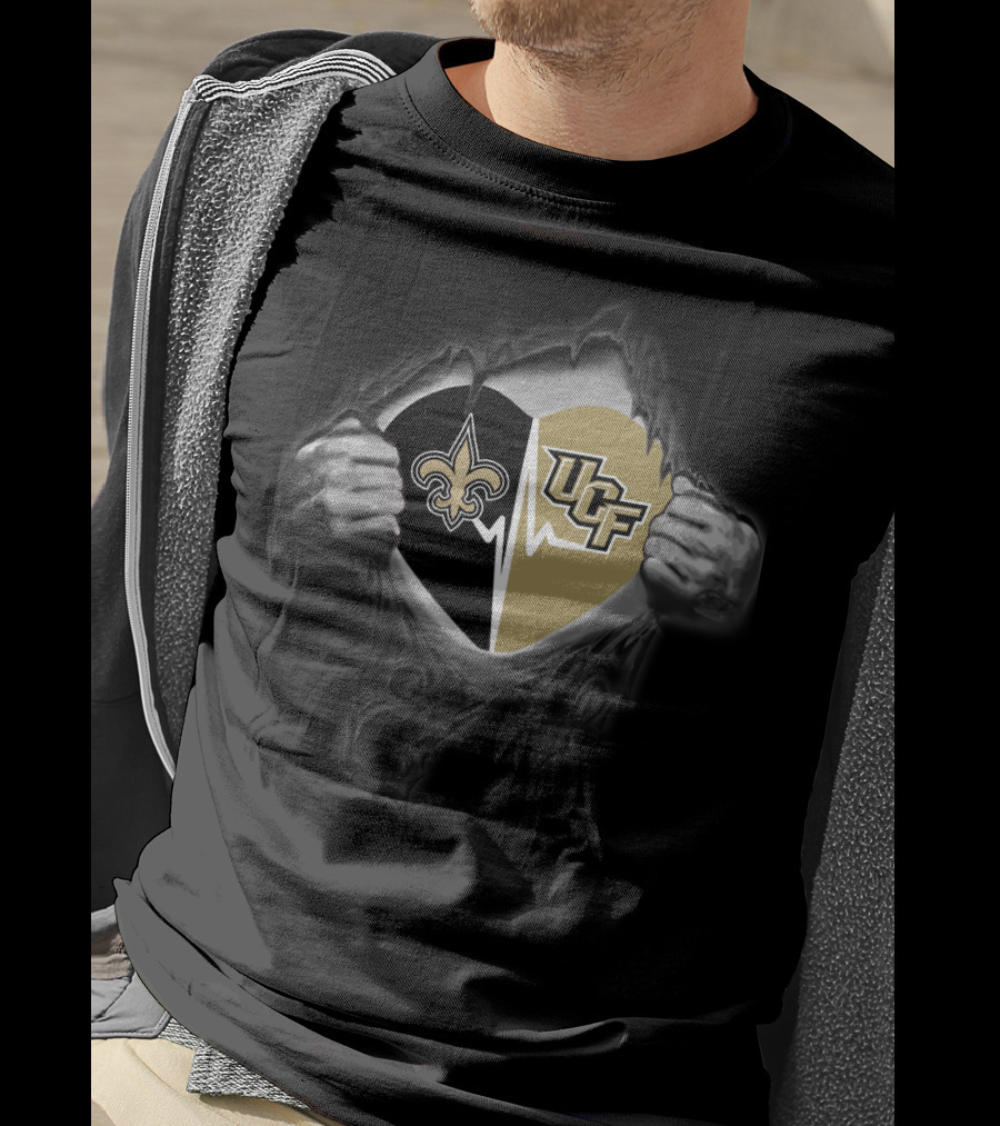 New Orleans Saints Ucf Knights Heartbeat Fan Spirit T-Shirt