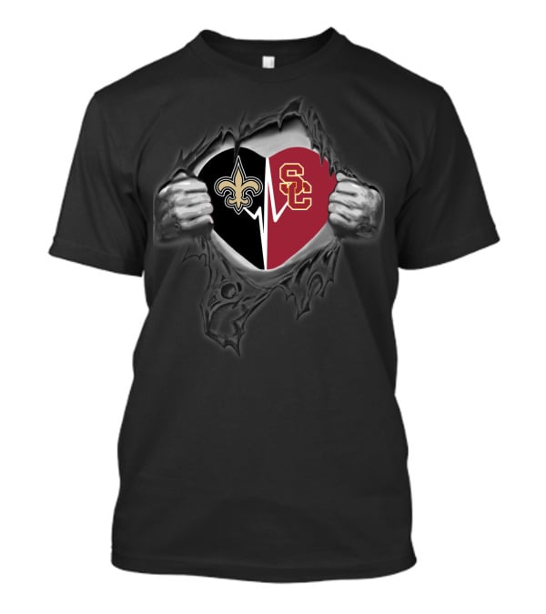 New Orleans Saints Usc Trojans Heart T-Shirt