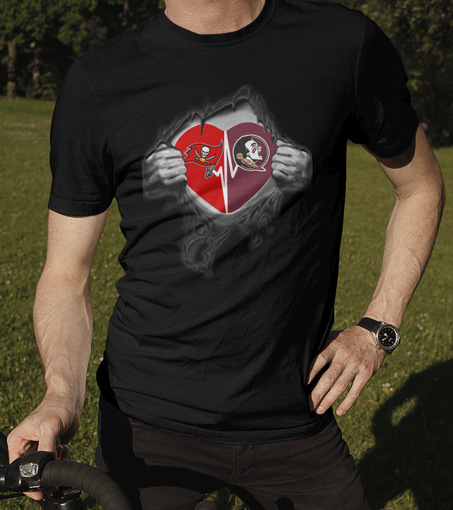 Seminoles Buccaneers Heartbeat Split T-Shirt
