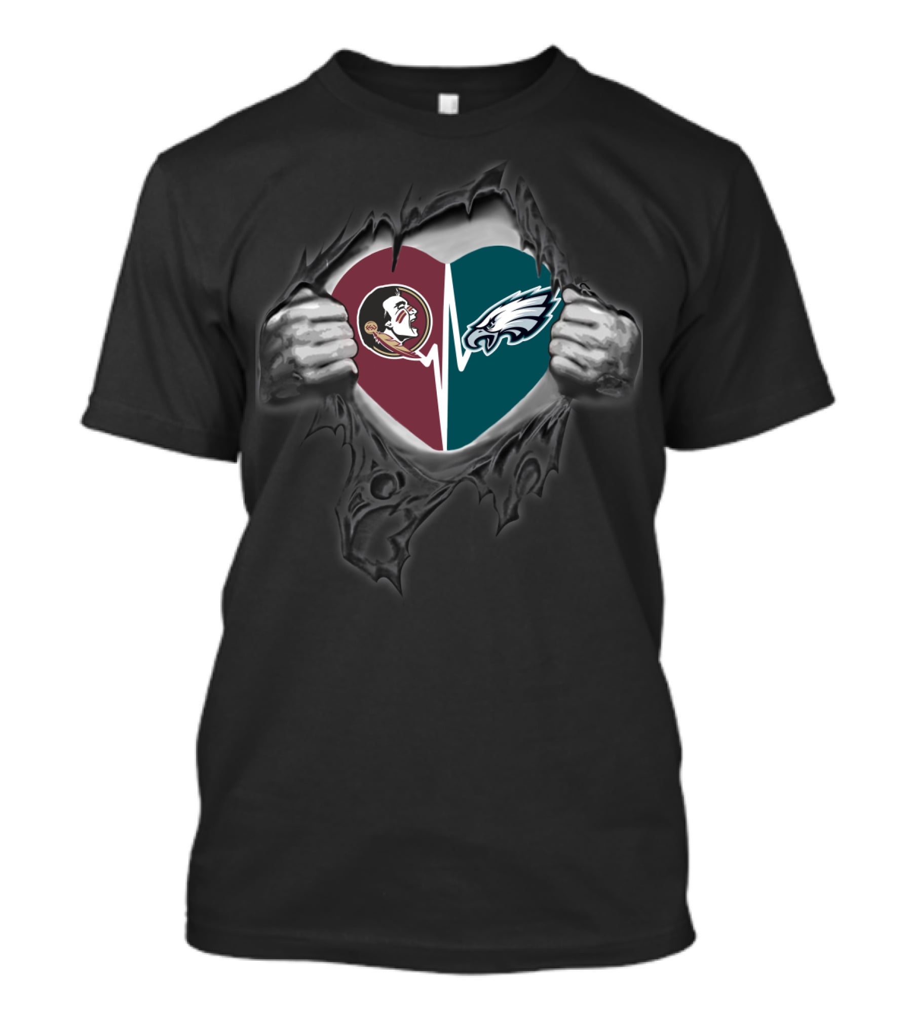 Florida State Seminoles Philadelphia Eagles Heart T-Shirt