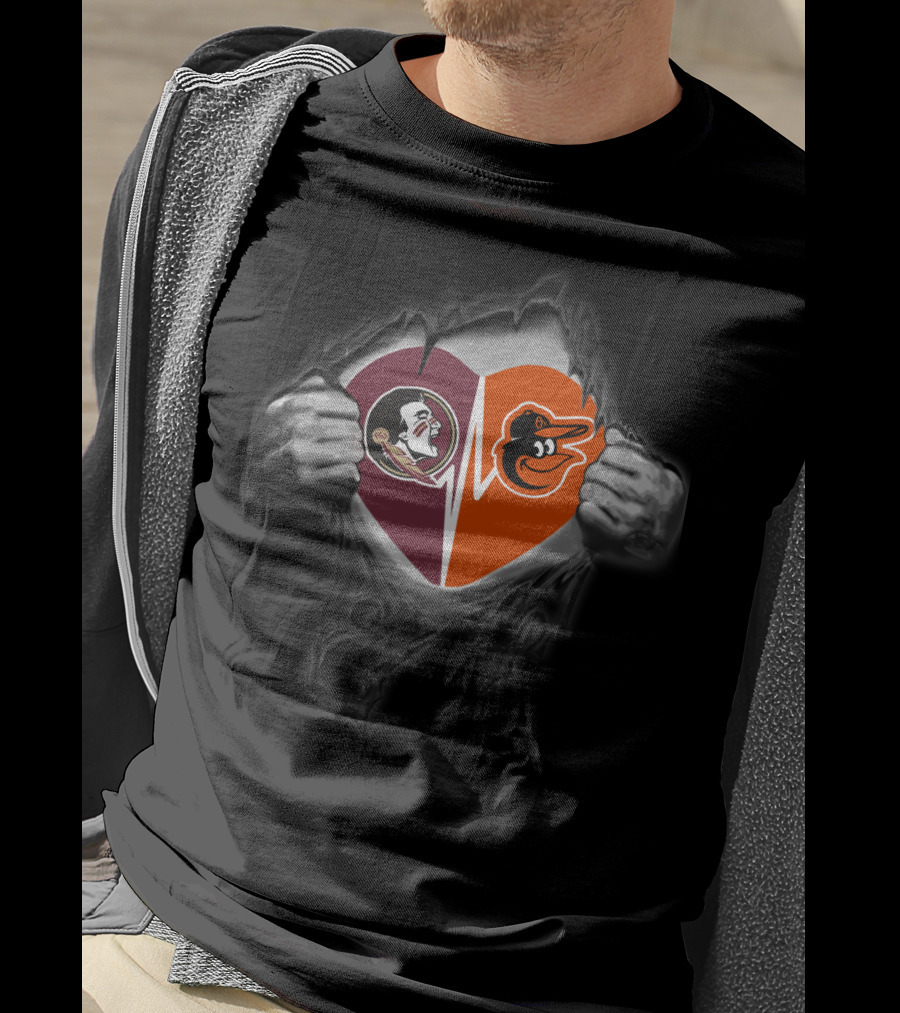 Seminoles And Orioles Fan Heart T-Shirt