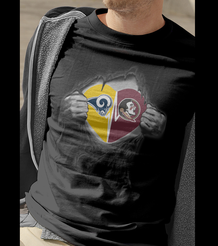 Seminoles Rams Heart Split T-Shirt