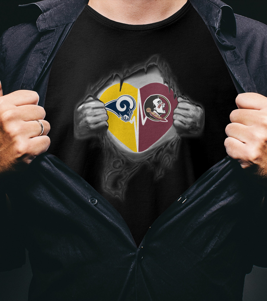 Seminoles Rams Heart Split T-Shirt