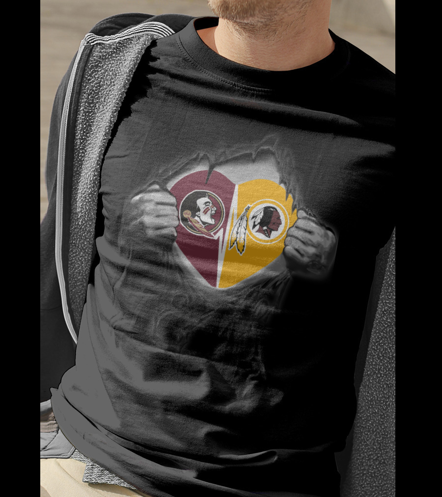 Seminoles Redskins Heart Pull T-Shirt