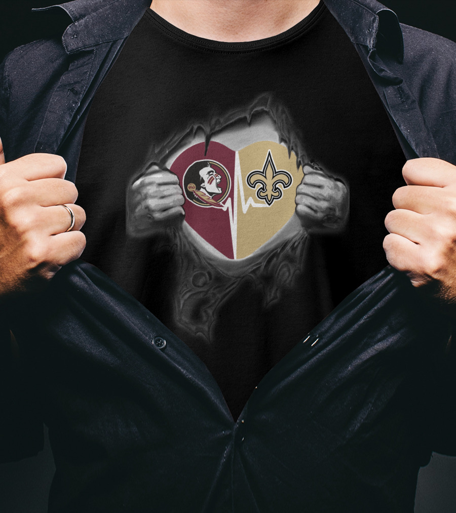Seminoles And Saints Heart Torn Reveal T-Shirt