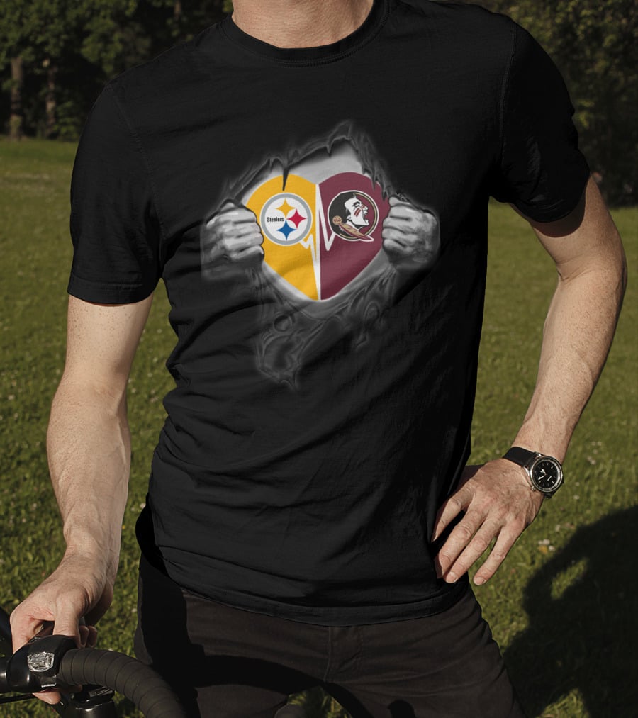 Seminoles Steelers Heart T-Shirt