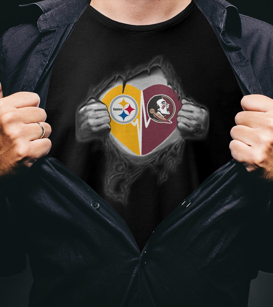 Seminoles Steelers Heart T-Shirt