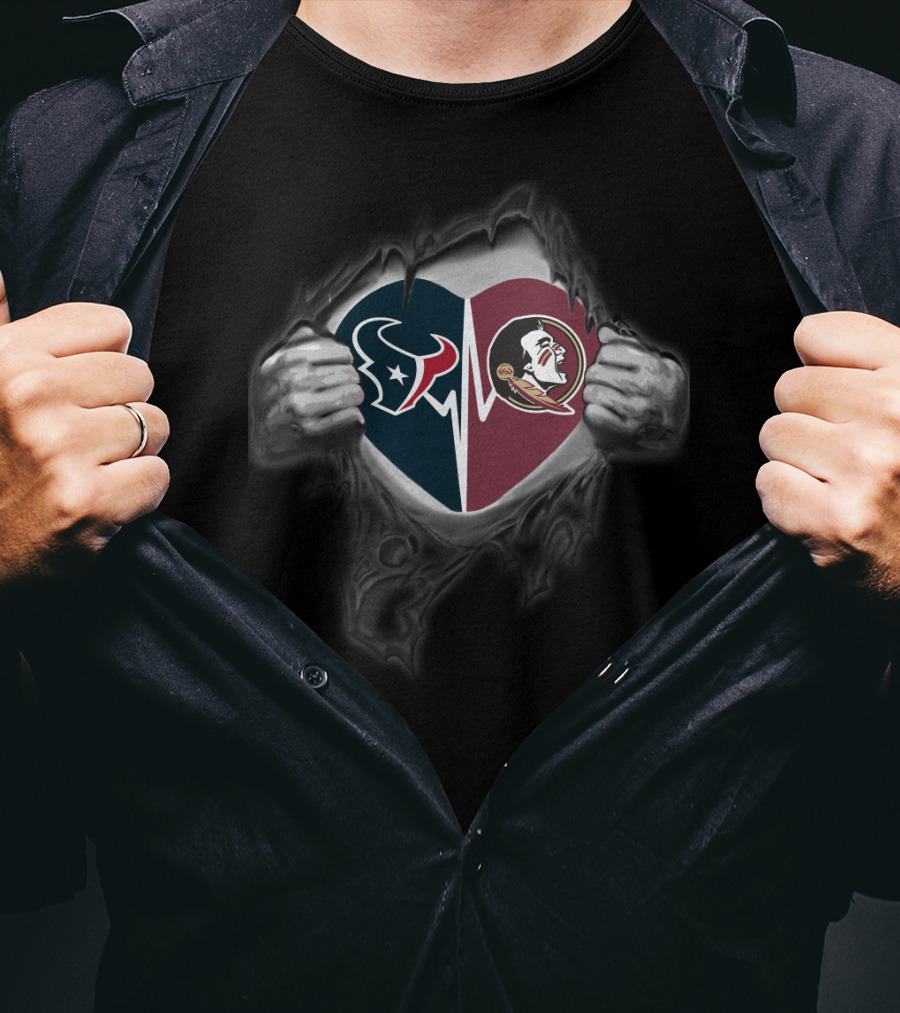 Houston Texans Florida State Seminoles Heart T-Shirt
