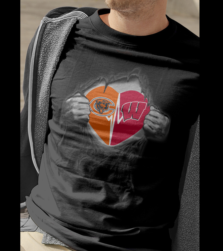 Chicago Bears Wisconsin Badgers Heart T-Shirt