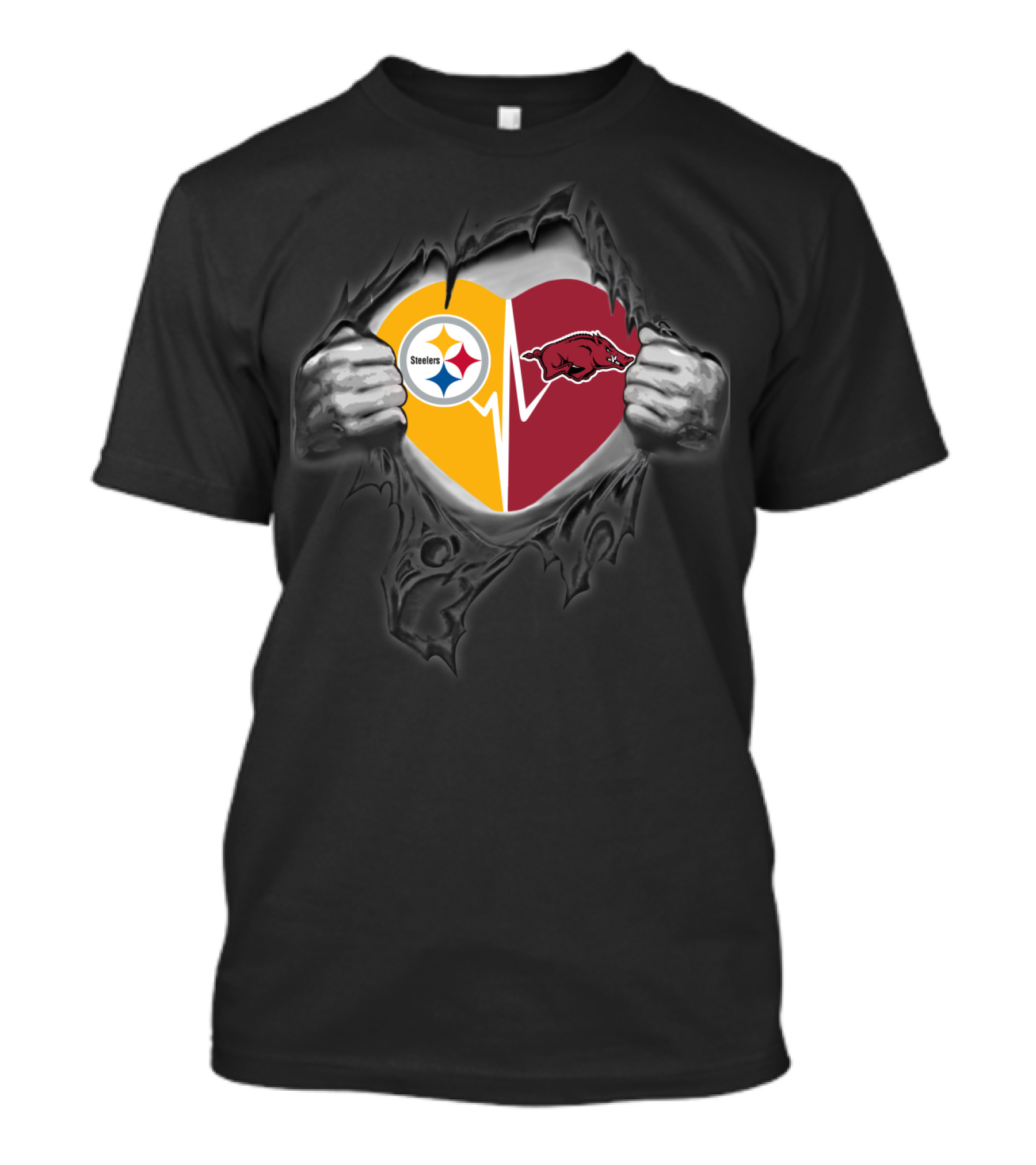 Steelers Heartbeat Arkansas Razorbacks Fusion T-Shirt