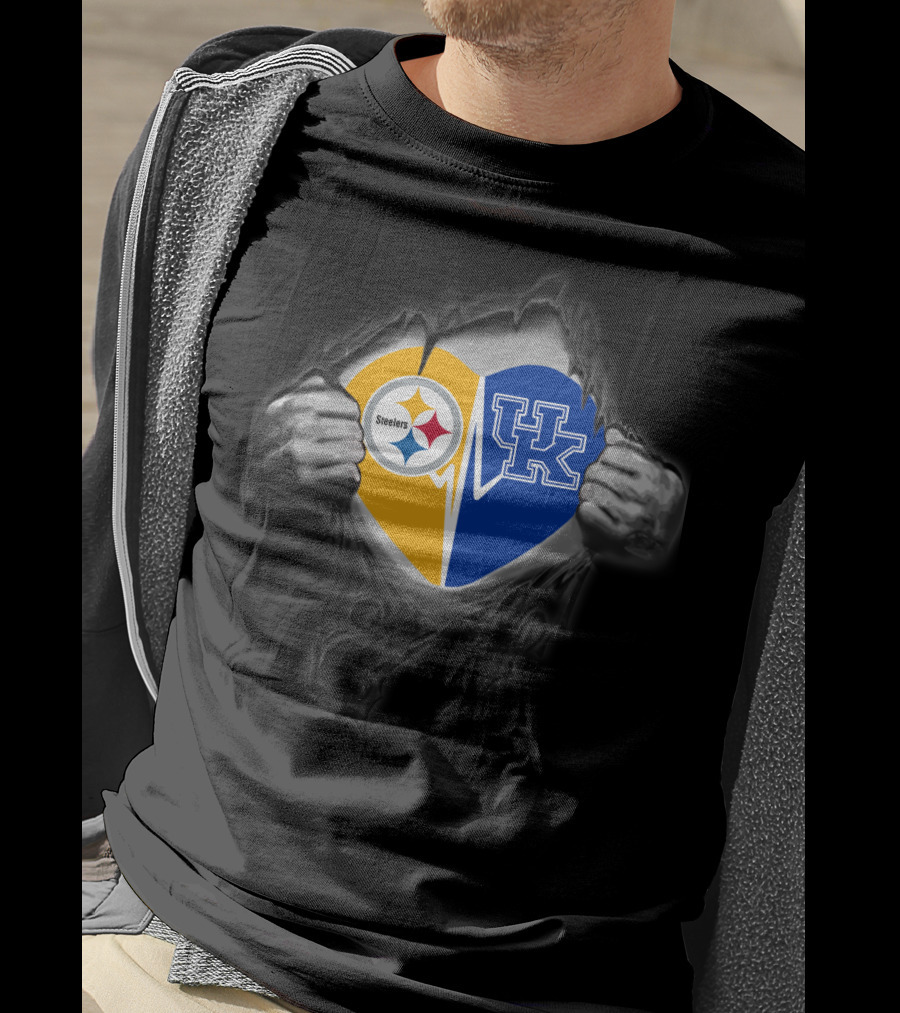 Steelers Heart Kentucky Wildcats Fan Combination T-Shirt