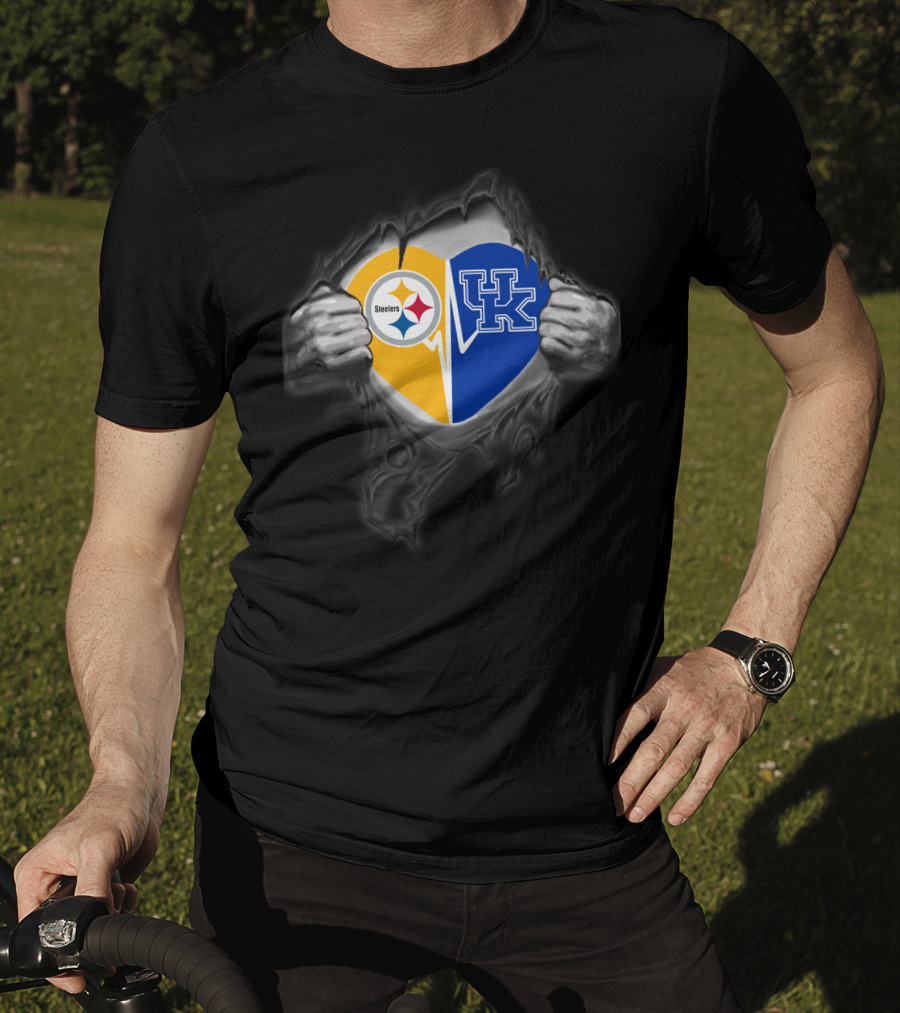 Steelers Heart Kentucky Wildcats Fan Combination T-Shirt