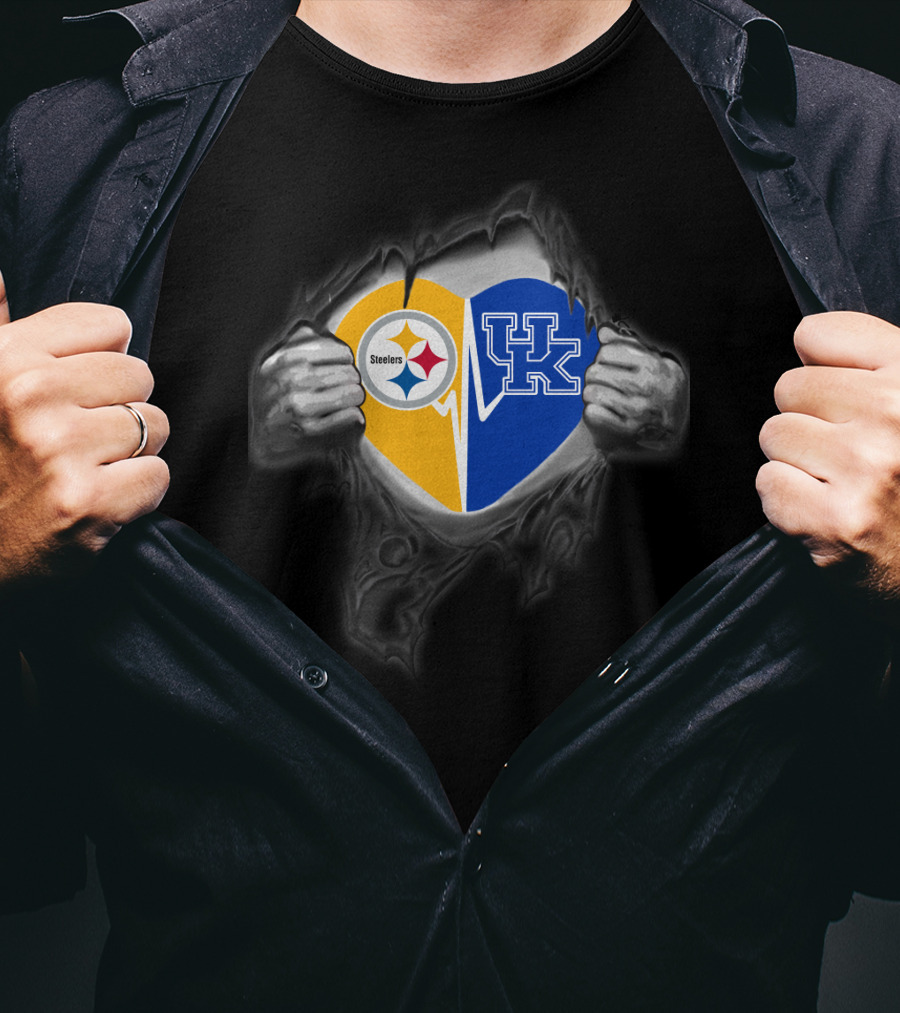 Steelers Heart Kentucky Wildcats Fan Combination T-Shirt