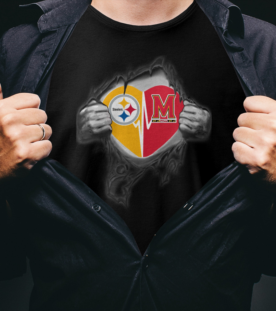 Steelers Maryland Terrapins Heart Reveal T-Shirt