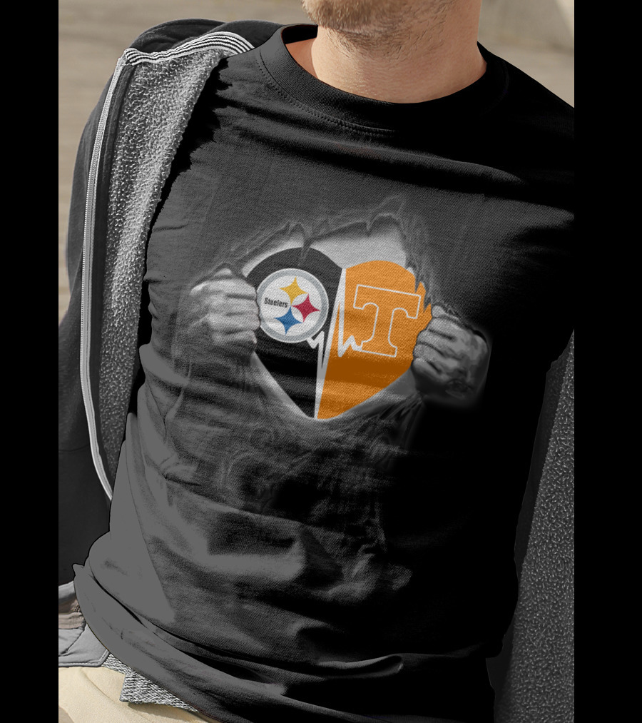 Steelers Tennessee Volunteers Heart Logo Fusion T-Shirt