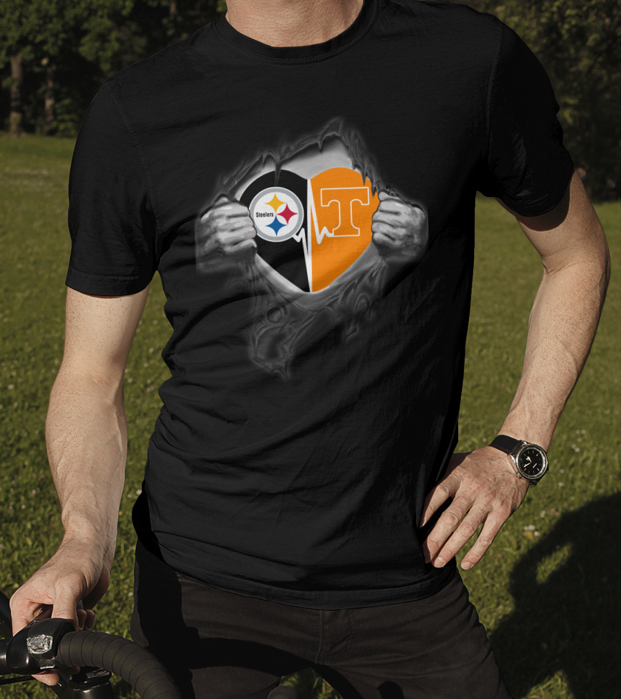 Steelers Tennessee Volunteers Heart Logo Fusion T-Shirt