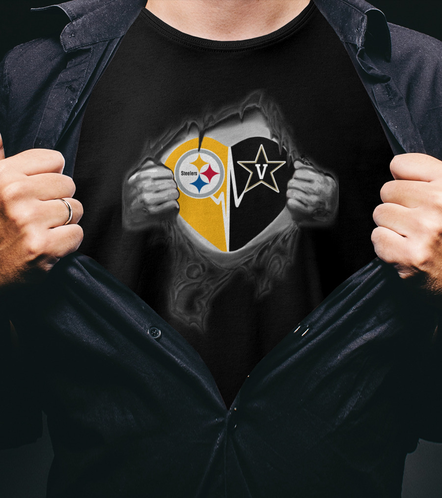 Steelers Vanderbilt Commodores Heart Logo Fusion T-Shirt