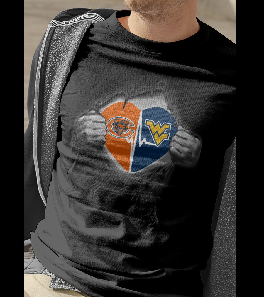 Chicago Bears West Virginia Mountaineers Heart Split T-Shirt