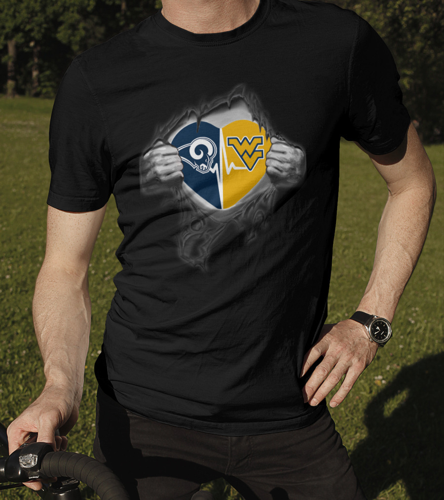 Rams Heart Split With West Virginia Mountaineers T-Shirt