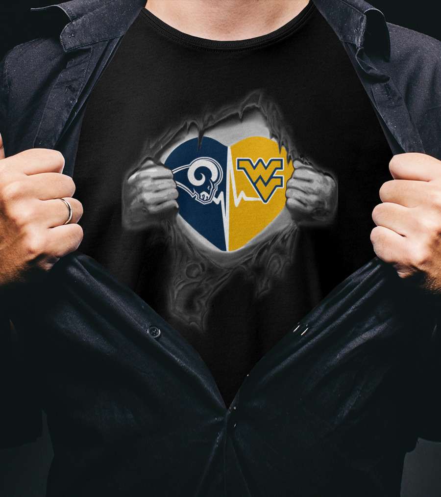 Rams Heart Split With West Virginia Mountaineers T-Shirt