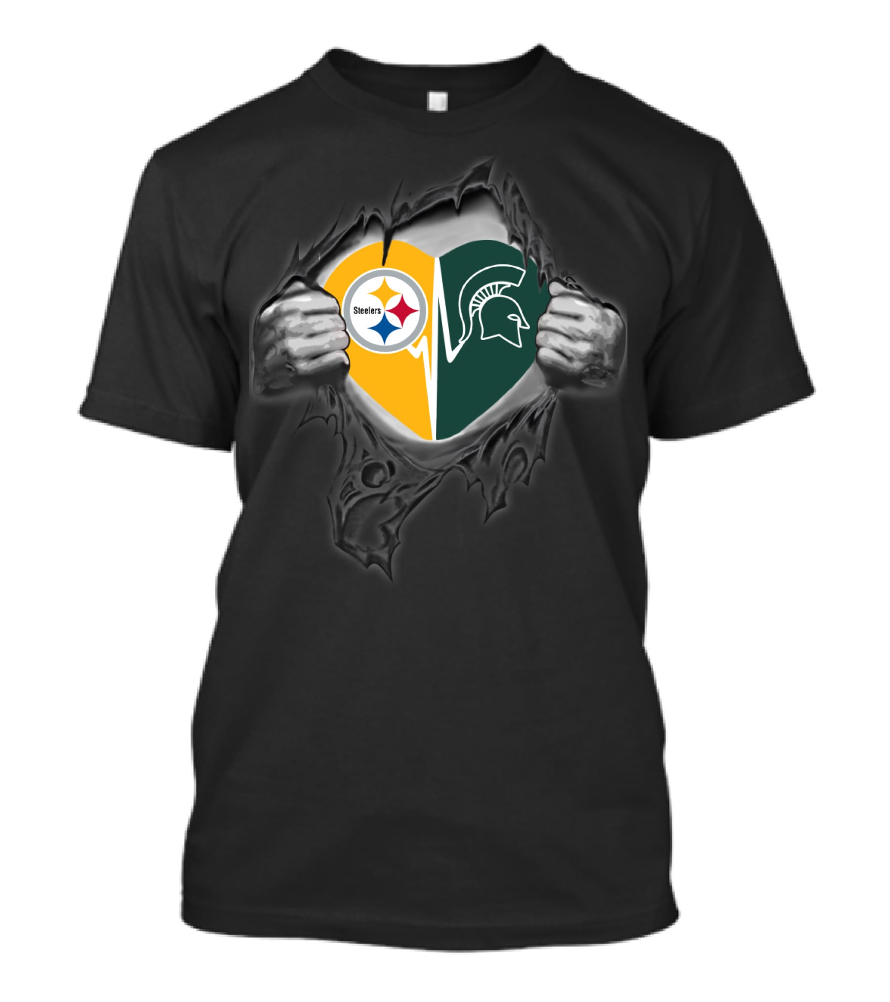 Steelers Michigan State Spartans Heart Logo Combination T-Shirt