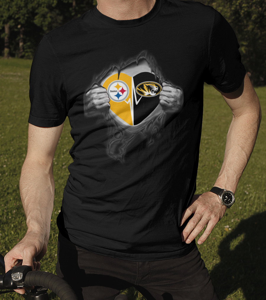 Steelers Heart Missouri Tigers Fan Pride T-Shirt