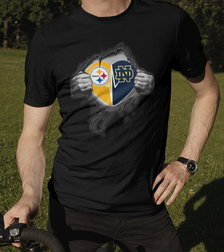 Steelers Notre Dame Heart Logo Fusion T-Shirt