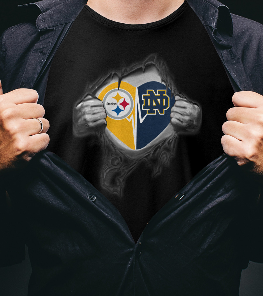 Steelers Notre Dame Heart Logo Fusion T-Shirt
