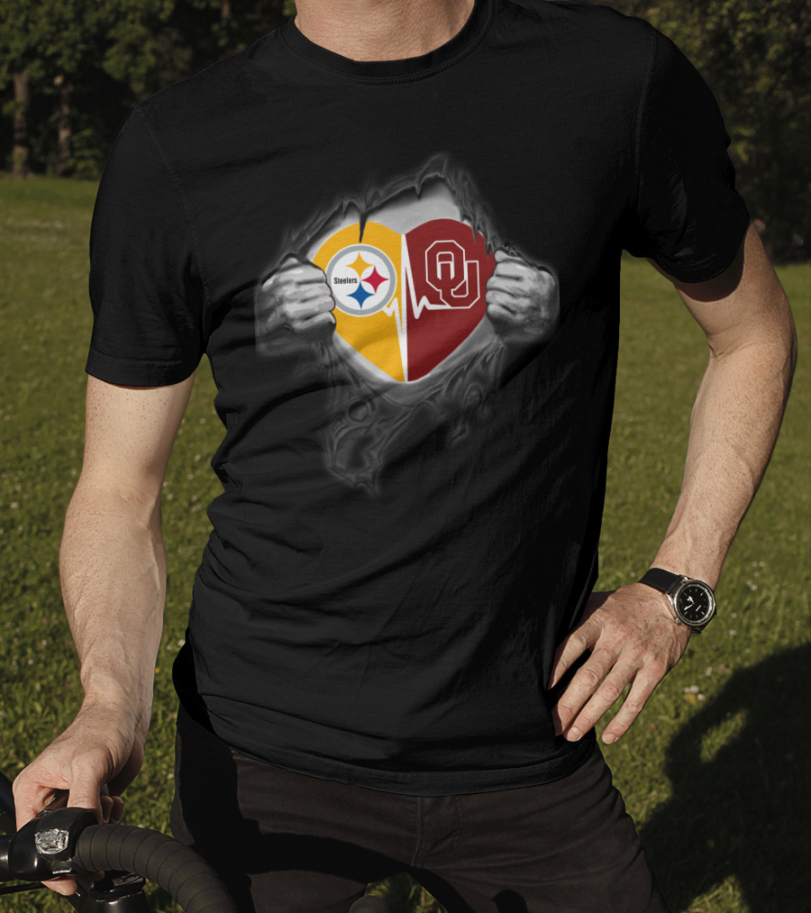 Steelers Heartbeat Oklahoma Sooners Fan Pride T-Shirt