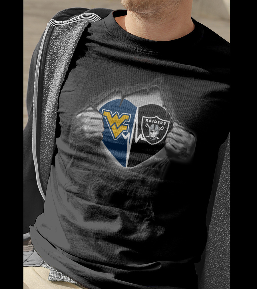 West Virginia Mountaineers Heart Raiders Logo Fusion T-Shirt