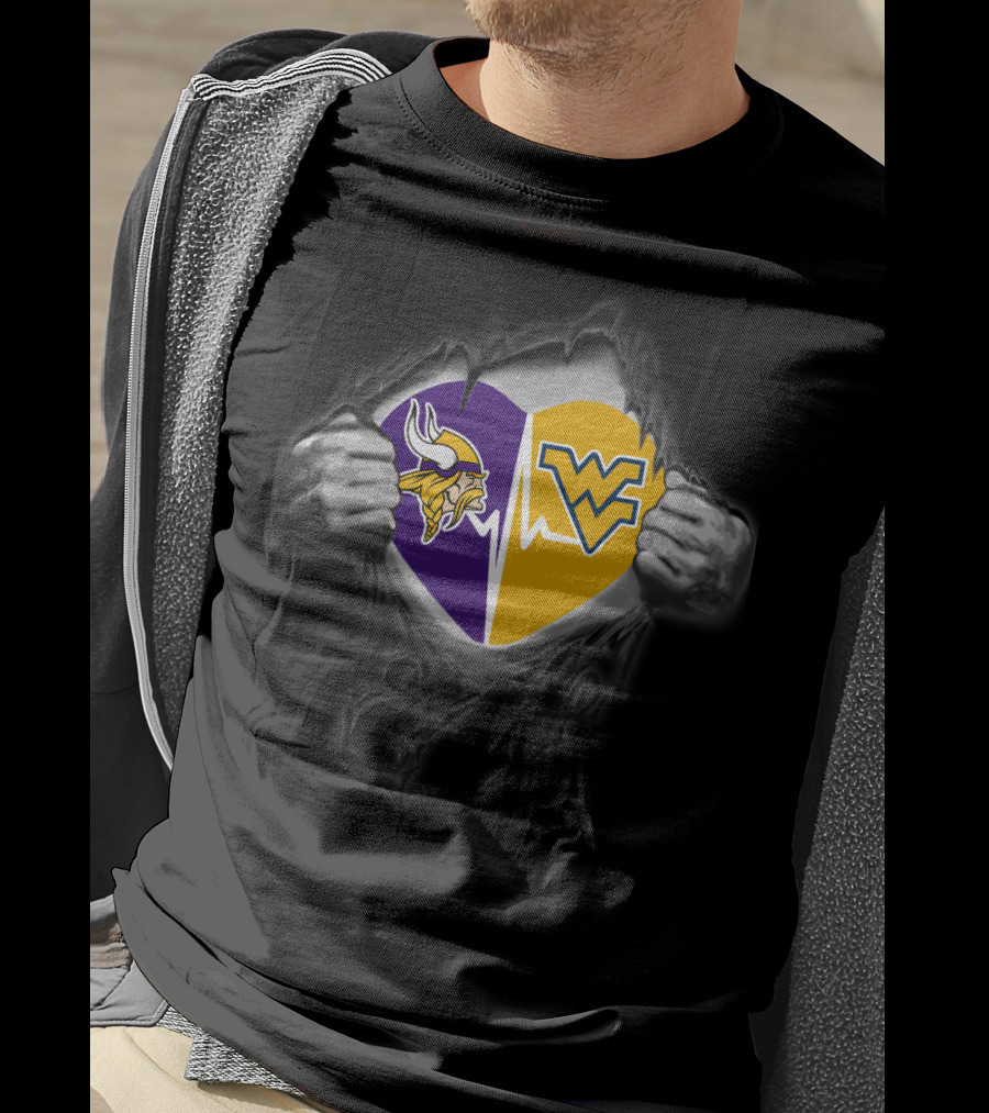 Vikings West Virginia Heartbeat Minnesota Nfl Wvu T-Shirt