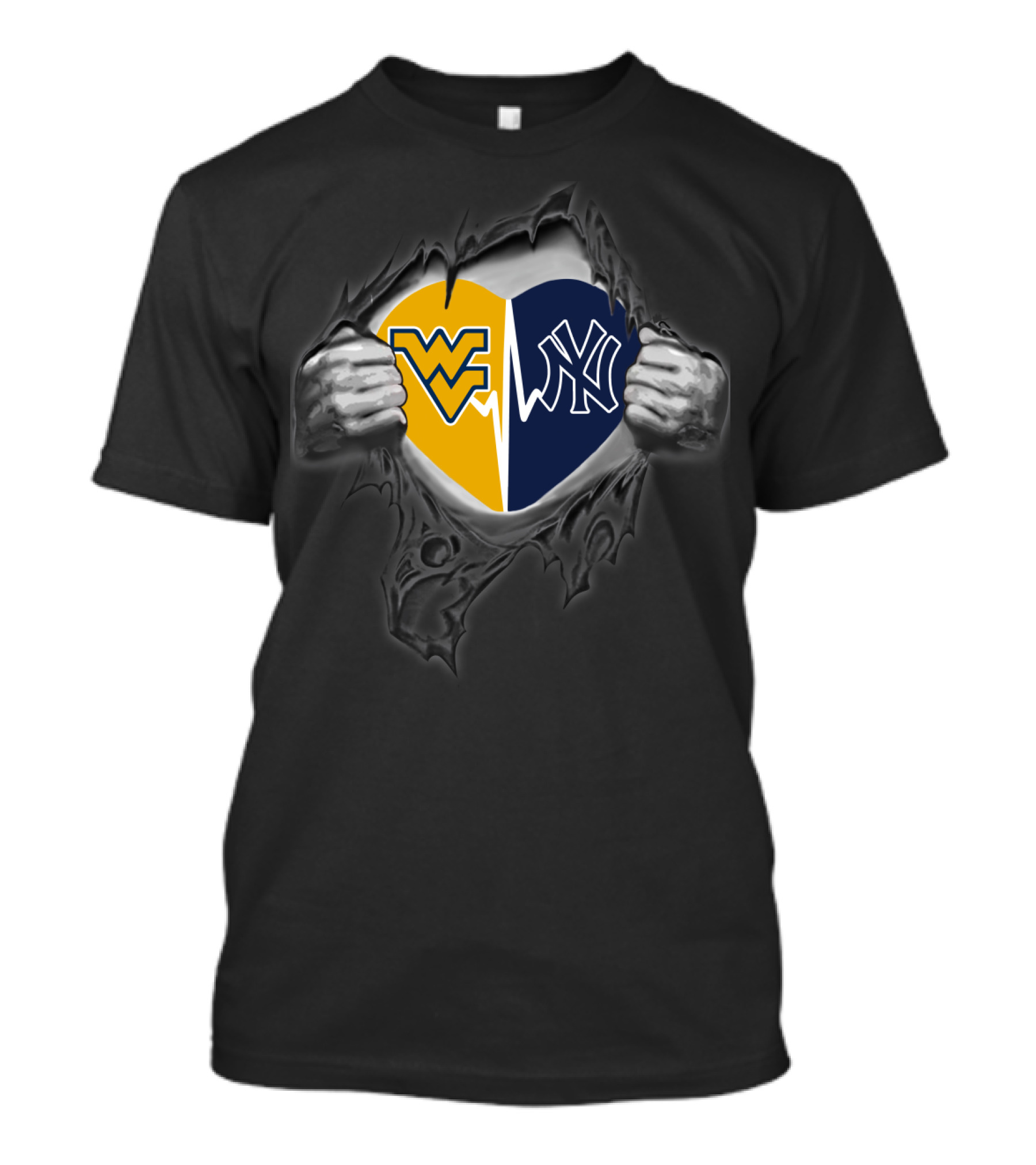 Wv Mountaineers Yankees Heart T-Shirt