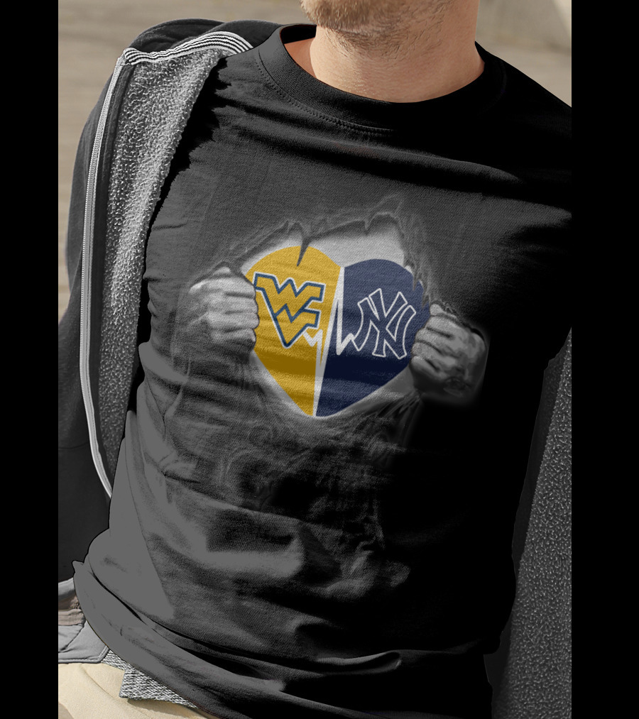 Wv Mountaineers Yankees Heart T-Shirt