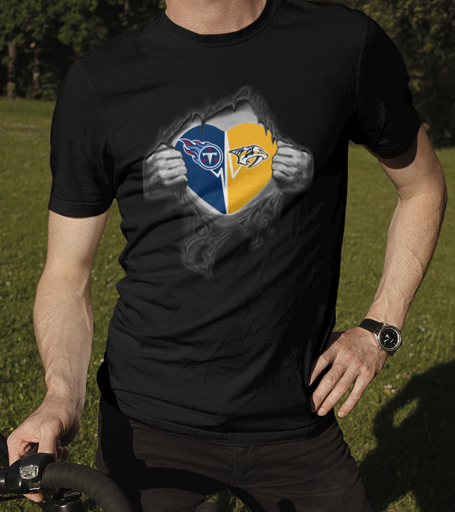 Titans Nashville Predators Heart Logo Fusion T-Shirt