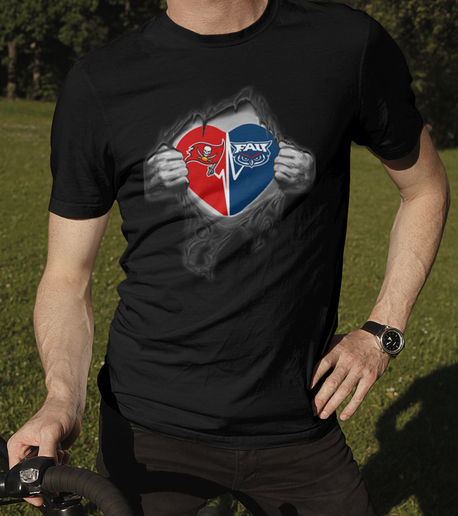 Buccaneers And Florida Atlantic Owls Heart T-Shirt