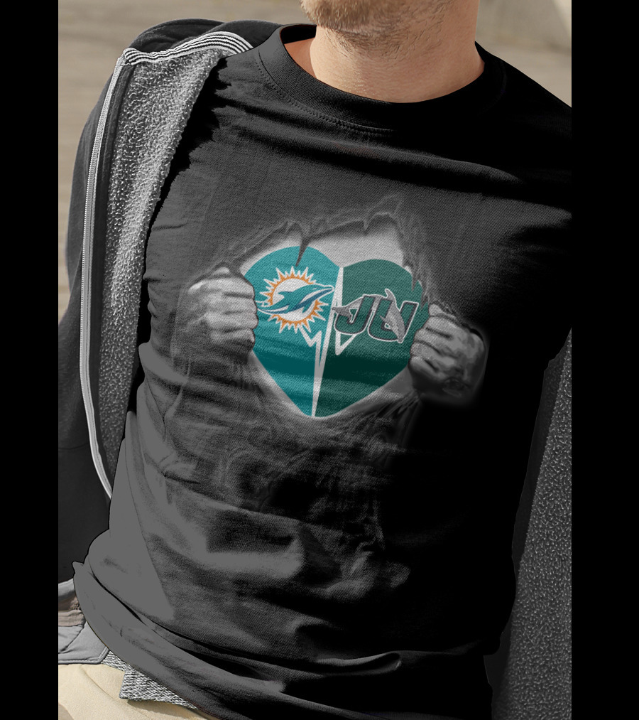Miami Dolphins Jacksonville Dolphins Heart T-Shirt
