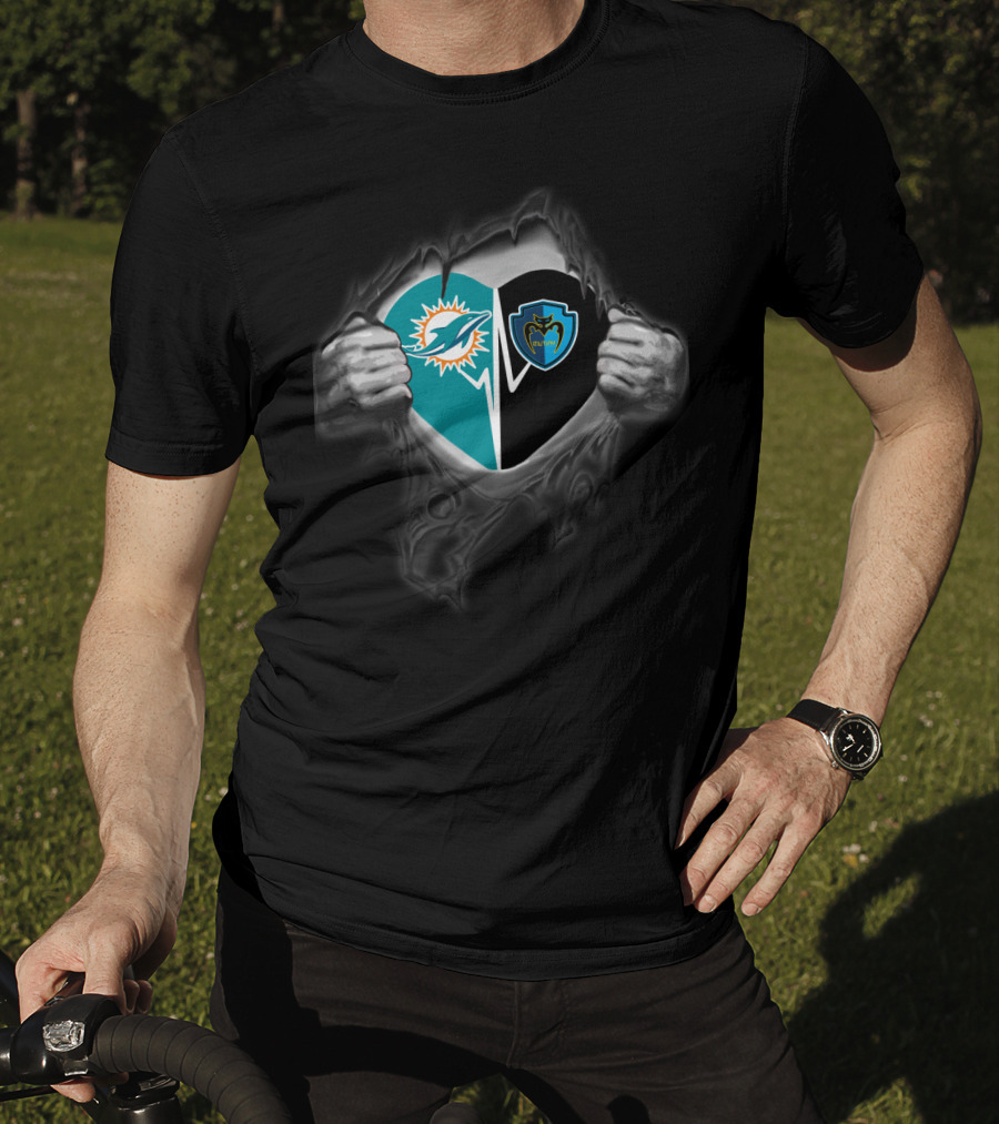 Miami Dolphins Tampa Bay Mutiny Torn Heart T-Shirt