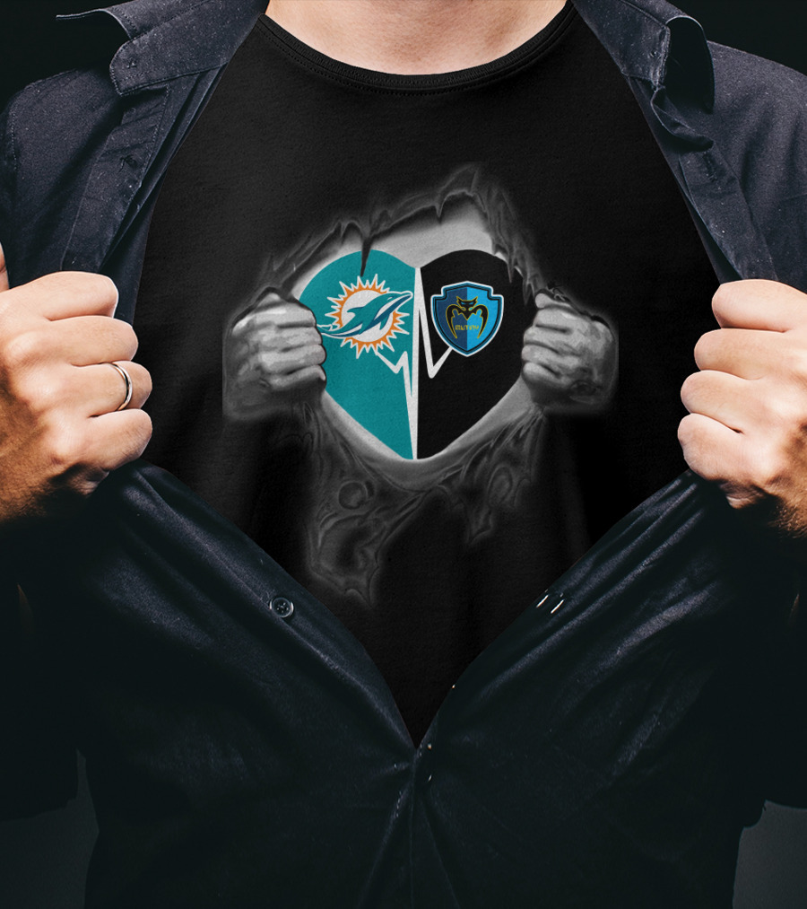 Miami Dolphins Tampa Bay Mutiny Torn Heart T-Shirt