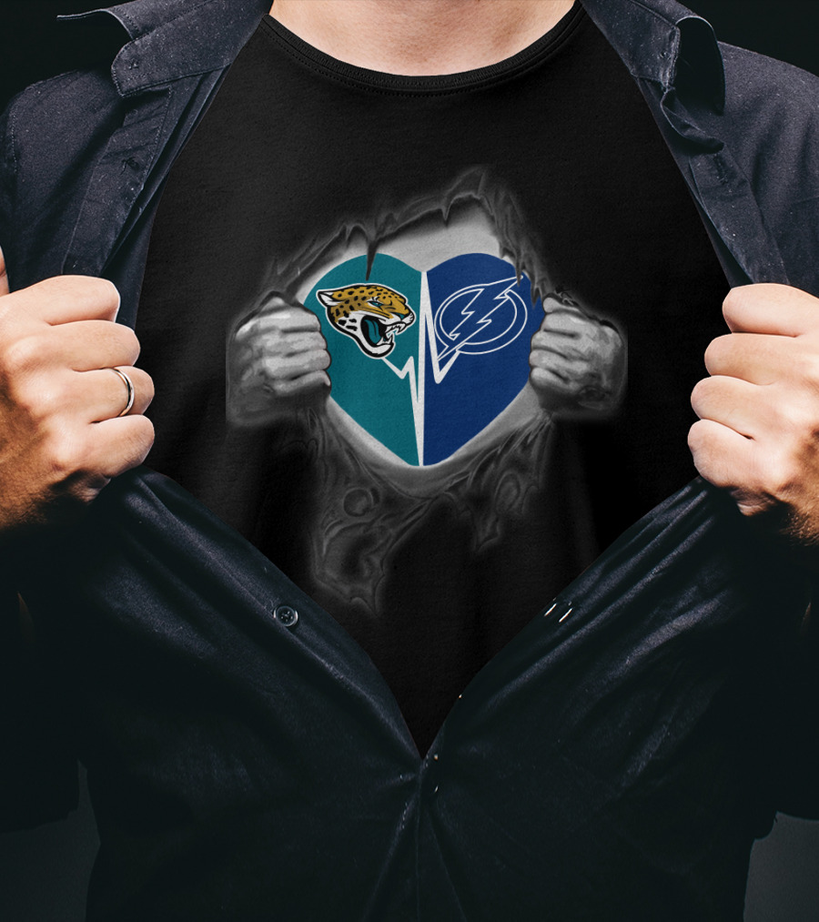 Jaguars Tampa Bay Lightning Heart Logo Peel T-Shirt