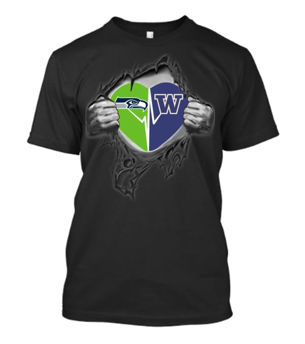 Seahawks Heart Washington Huskies Fusion T-Shirt