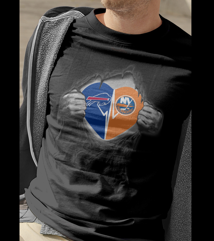Buffalo Bills Heart Ny Islanders Fan Pride T-Shirt