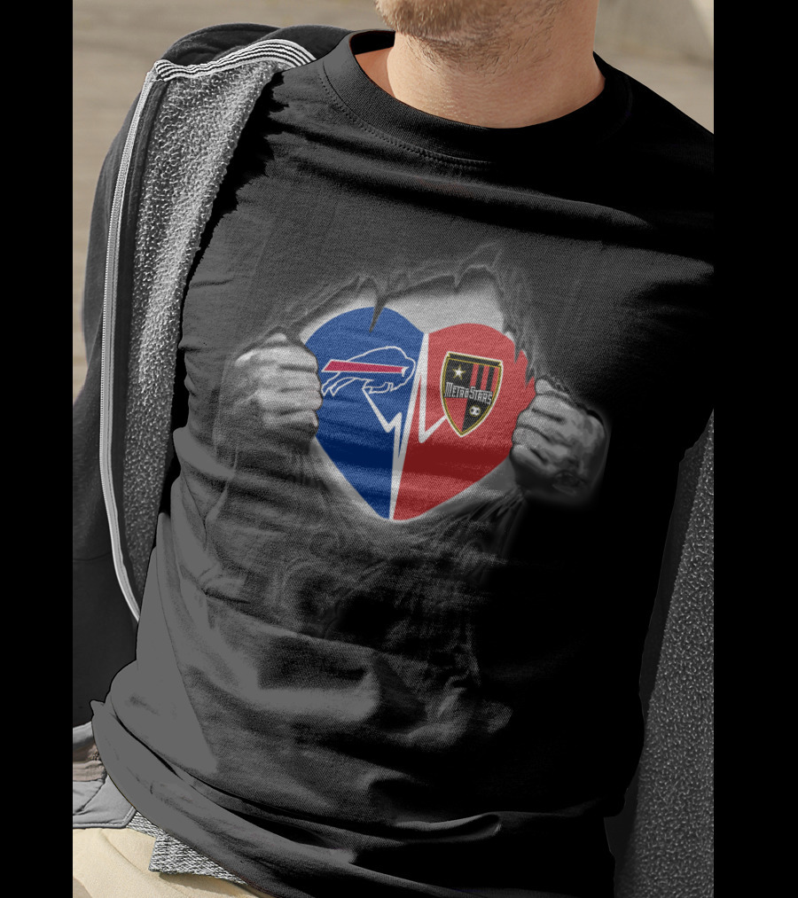 Buffalo Bills And Metrostars Heart Logo Unification T-Shirt