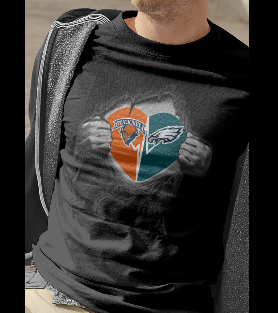 Bucknell Bison And Eagles Torn Heart T-Shirt