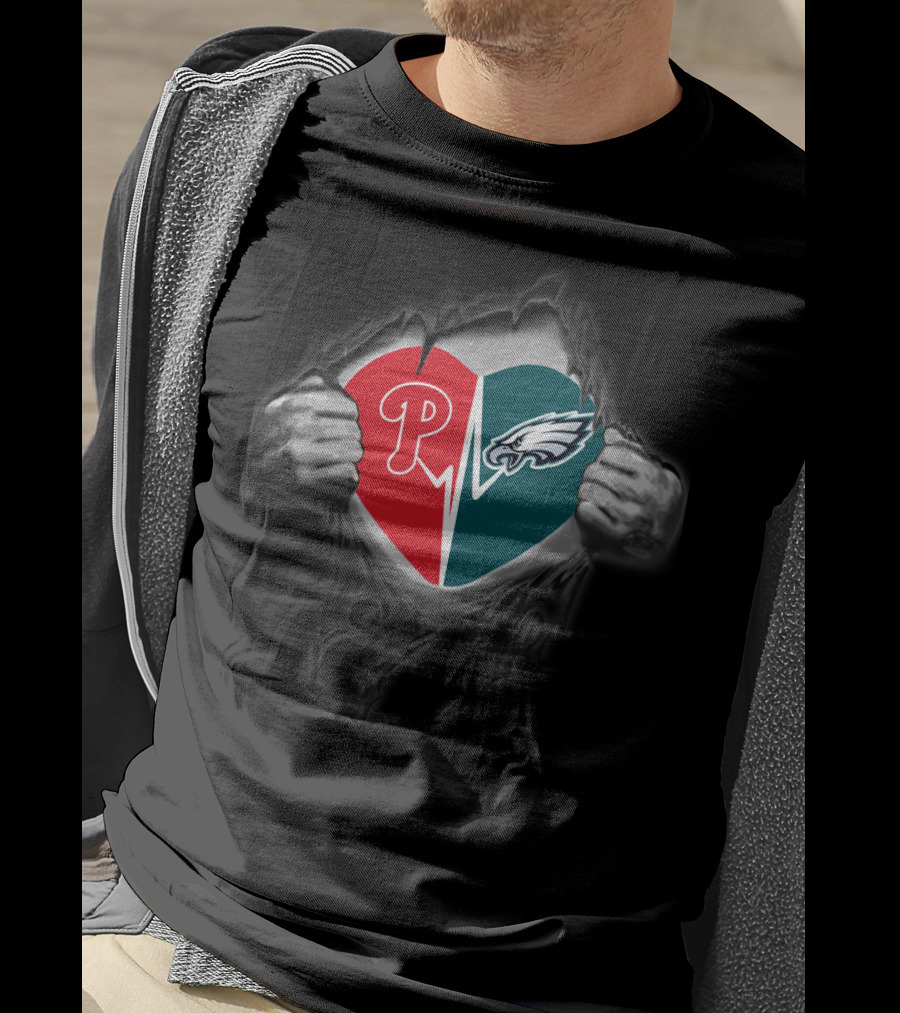 Phillies Eagles Heartbeat Logo Mix T-Shirt