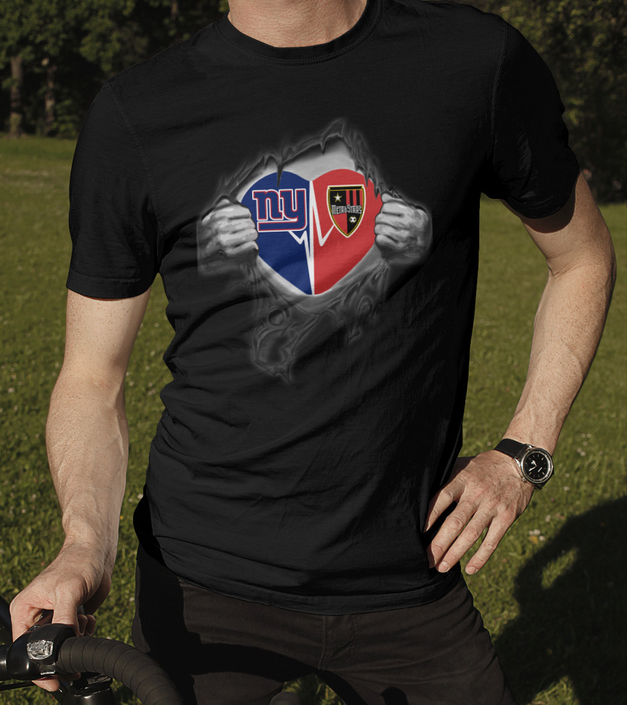 Ny Giants Metrostars Heart Logo Fusion T-Shirt